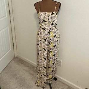 Lily Rose Floral Strappy Jumpsuit - Yellow, Black, White